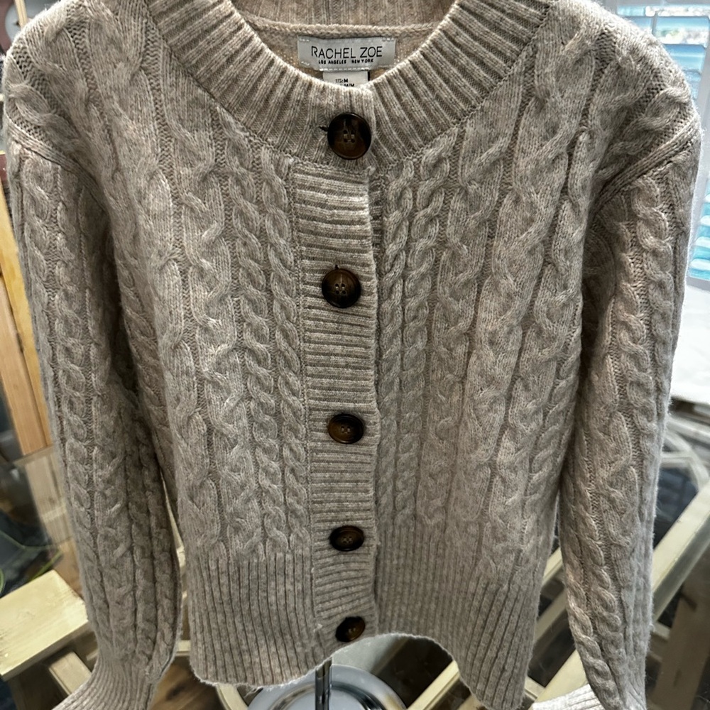 Rachel Zoe Women's Cable Knit Cardigan - Brown